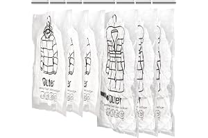 6 stycken hängande vakuumpåsar för kläder – 3 x 67 x 90 cm + 3 x 67 x 110 cm – extra tjockt PA+PE-material, dubbel dragkedjet