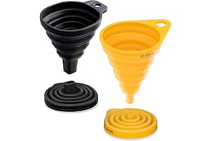 Deiss PRO Silikonowy Lejek Kuchenny — zaokrąglone i kwadratowe lejki do napełniania butelek — klasa spożywcza, bezpieczne do mycia w zmywarce małe lejki — zestaw 2 lejki kuchenne