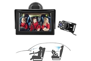 MYPIN 4.3'' Baby Car Camera & Monitor for Back Seat, HD 1080P with Night Vision Function, 150° Wide View with Reusable Sucker Bracket, Real Time Infant Safety for Toddlers & New Parents