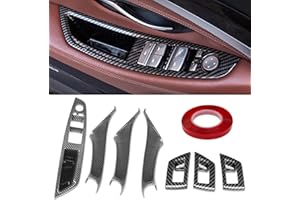 TTCR-II 7PCS Compatible con Manija Puerta BMW Series 5 F10/F11 2010-2016, Encaje Presión/Adhesivo Tirador Puertas BMW F11 Panel Controles Ventana Conductor/Tapas Manija Puerta Pasajero-Fibra Carbono