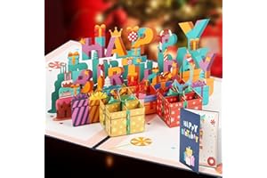 AOOTE Kartka urodzinowa 3D, kartka urodzinowa 3D, kartka podarunkowa 3D, kartka z życzeniami urodzinowymi z kopertą, kartka dla mamy, babci, dziewczyny, żony