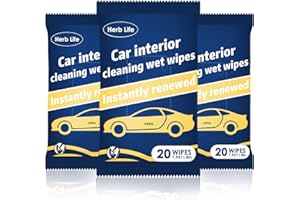 HERB LIFE Car Interior Cleaning Wipes, Auto Interior Cleanner，Vehicle Interior Cleaning Wipe，Car Cabin Cleaning Wipes， Automotive Interior Cleanner（60 PCS）