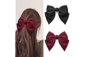ZOUIQSS 2 Stück große Haarspangen mit Schleife, französische Haarspangen mit Schleife für dickes und feines Haar, Accessoires für Frauen und Mädchen(Black+Red)