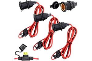 VEGENA Toma De Encendedor,3 Piezas Zócalo del Encendedor de Cigarrillos,Enchufe Mechero Impermeable 12V / 24V DC,Waterproof Marine Grade,Toma de Mechero para Motocicleta ATV RV,con Cable de Conexión de 0,6m