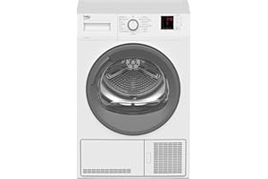 Beko DC 101230 Kondenstrockner, 10 kg, schonende Trommelbewegung, 15 Programme, Multifunktionsdisplay, Sensortrocknung, Knitterschutz, Restzeitanzeige, Kindersicherung, Weiß