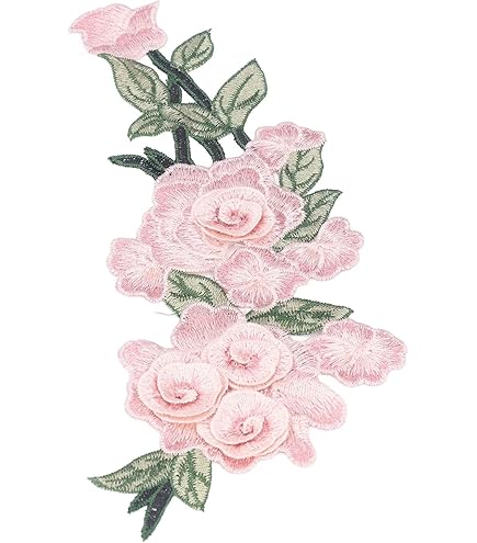 CENPEK 2 adesivi per ricami in stoffa con fiori di rosa, multicolore e floreali, accessori per abbigliamento da ricamo, toppe cucite a mano, colore: giallo