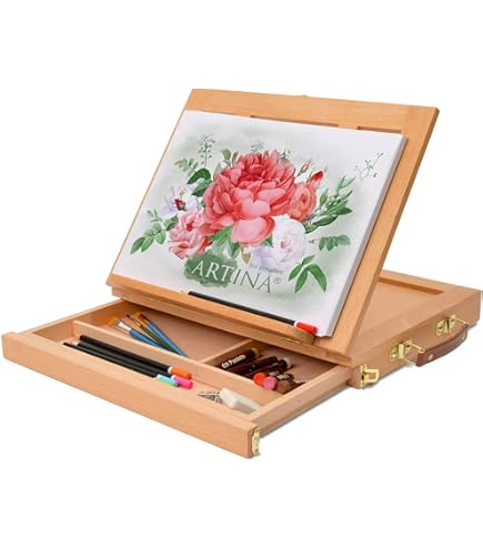 Cavalletto Da Pittura In Alluminio - Treppiede Per Tele Fino 80 Cm, Leggero Con Borsa Trasporto - Foto 10