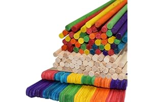Bâtonnets de Sucettes,ZUZER 200pcs Bâtons en Bois Batonnets Sucette Batonnets Bois Multi Couleur Baton de Glace en Bois pour Les Projets Créatifs de Bricolage