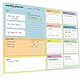 A4 Weekly Planner Pad – 52 sheet undated desk organiser by Noted – for work, fitness, student revision and meal planning – colourful 100gsm paper