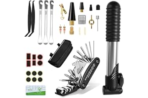 Kit de reparación de bicicletas Oziral de 34 piezas, juego de herramientas múltiples 16 en 1 con estuche impermeable, mini bomba que incluye todos los accesorios de bicicleta necesarios.