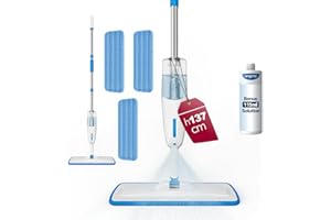 Enigma S1 Mopa con Pulverizador de 137cm con 3 Almohadillas Lavables Uso en Seco y Húmedo Botella Rellenable Diseño Ligero y Ergonómico para Suelos de Madera Baldosa Mármol y Vinilo