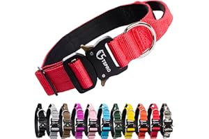 TSPRO Premium Hundehalsband mit Griff Dickes Verstellbares Hundehalsband Schwere Ausführung Schnellverschluss-Metallschnalle Hundehalsband für kleine oder mittelgroße bis extra große Hunde(Red-M)