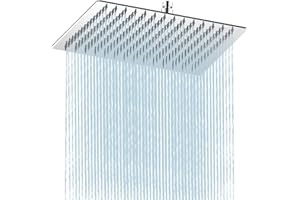 HAUSPROFI Antikalk-Duschkopf, Regenduschkopf, wassersparend, mit Düse aus Edelstahl, 30 cm, poliertes Chrom-Finish (Spiegel), quadratisch