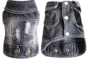 SUNDAYLIKELIFE Haustier Hund Denim Jacke Weste Hundekleidung Jeansjacke für Kleine Mittlere Hunde Katzen Haustier Mode Loch Jacke Pullover Nette Hundeweste Haustier Sommer T-Shirt Pullover (XS, D)