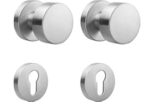 ck-türbeschläge 1 Paar drehbare Knäufe | V2A Edelstahl matt | inkl. PZ-Rosetten | für Innen- und Außenbereich (Zylindrischer Knauf)