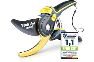 halmland® Premium Gartenschere mit scharfer SK5 Stahlklinge | Astschere, Pflanzenschere | schneidet Äste bis 20mm Durchmesser | Teflon-Antihaftbeschichtung | für große & kleine Hände | Gelb