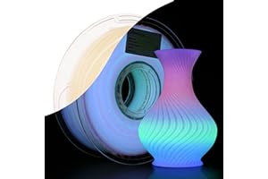AMOLEN Filament Pour Imprimante 3D, Filament PLA Multicolore Rainbow, Bleu, Vert, Rose, Violet, Changement de Couleur du Filament 3D en 5m, Précision Dimensionnelle +/- 0.02 mm, Bobine de 1kg