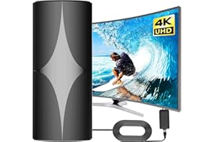 GBOKYN Antenna TV Indoor con Amplificatore, Antenna TV per Smart TV, Ricezione Lunga Raggio a 360°, 480km Antenna TV Esterna HD per 4K 1080P Canali Gratuiti e Tutti I TV