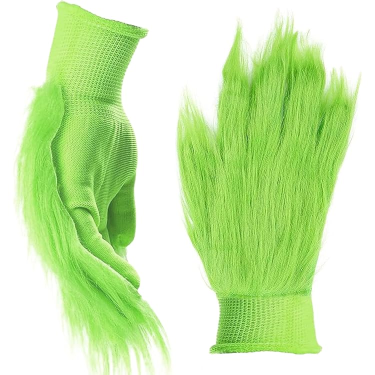 Guanti Mostro Pelosi Verdi Per Halloween E Natale - Accessorio Costumi Cosplay, Divertenti Per Bambini E Adulti