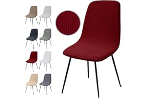 EOZAKAVOD Housse de Chaise Extensible 6 pièces, Housse de Salle à Manger Amovible Lavables Couverture de Chaise en Jacquard Revêtement de Chaise pour Salle à Manger,Hôtel,Décor,Mariage(Y-Bordeaux, 6 Pièces)