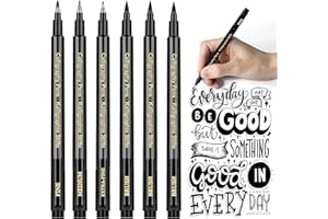 ‎APOGO APOGO Kalligraphie Stifte, Handlettering Stifte 6 Calligraphie Stifte Set für Übungsheft, Anfänger, Tagebuch, Bullet Journal Zubehör, Brush Pen Schwarz