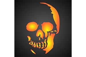 Stencil Company Totenkopf-Schablone, wiederverwendbar, Halloween, Tag der Toten, für Papier, Scrapbook, Tagebuch, Wände, Böden, Textilien, Möbel, Glas, Holz usw. Größe S