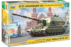 Zvezda 500783677 Fahrzeug 500783677-1:35 2S35 Koalitsiya-SV Russian self-p-Plastikbausatz-Modellbausatz-Zusammenbauen-Bausatz-für Einsteiger-detailliert, Olive
