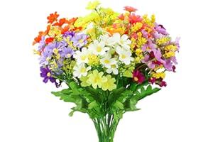 OWLKELA Fleurs de Marguerite Artificielles, 6 Faisceaux de 6 Couleurs, Exterieures, Deco Maison, en Faux Plastique Résistantes aux UV