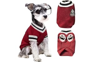 KYRINOVA Knitted Vest Dog Jumper, Pet Preppy Cat Jumper, Warm Dog Clothes for Small Medium Large Dogs (Red, XXL)