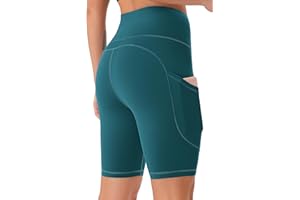 JOYSPELS Womens High Waisted Sports Shorts - Running Shorts with Sides Pockets, Non See Through Yoga Cycling Shorts for Women