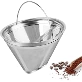 Fonyet Stainless Steel Coffee Filter Size 4 Reusable 100 Mesh 8-12 Cups Easy Clean