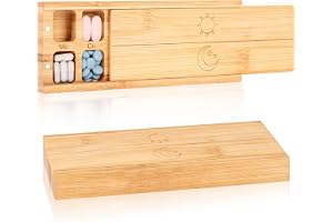 Bambu läkemedelsdispenser 7 fack med magnetisk lock tablettlåda 7 dagar morgon kväll trä pillerbox 7 dagars pillerask tilläggslåda estetik för kosttillskott vitaminer piller