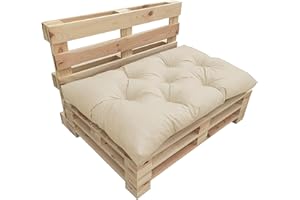 chilly pilley Coussin De Palette EU Imperméable Coussin De Jardin Imperméable Flocons De Mousse Plusieurs Tailles Et Couleurs (Coussin D'assise 120 x 60. Crème)