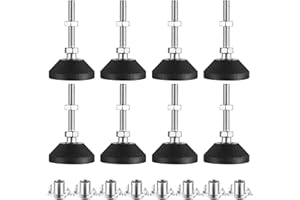 MCBLAST 8 sztuk regulowanych nóżek meblowych, regulowane nóżki poziomujące z gwintem, stopka poziomująca do mebli krzesła śrubowe M8 x 60 mm, nogi stołowe, nóżki do krzesła łóżkowego + nakrętki T