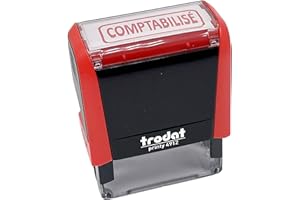 TRODAT Tampon X-print 4912 Formule Commerciale Texte + Picto "COMPTABILISÉ" Rouge