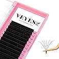 VEYES INC Easy Fan Volume Lash Extensions 03 05 07 J/B/L/C/CC/D/DD Curl 8-25mm Mixed & Single Length Tray, Matte Black Self Fanning Eyelashes, Professional Supplies for Lash Techs (0.05 D 14mm)