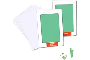 HONGXIN-SHOP Baby Handprint and Footprint Kit Safe Non-Toxic Ink Pads Clean Inkless Touch Pet Paw Print Ink Kits with 4 Extra Imprint Cards for Newborn 0-6 Months Infant Shower Gift Green