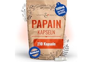 ‎CDF SPORTS & HEALTH SOLUTIONS Papain Kapseln – 210 Carica Papaya Enzym Kapseln – hochdosiert – 1500mg pro Tagesdosierung – Papaya Enzyme ohne Zusätze – Papaya Verdauungsenzym – Papain