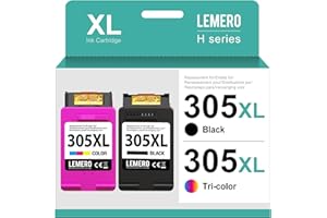 Lemero 305XL Cartuchos Compatible para Tinta HP 305 XL Negro y Color Pack para HP DeskJet 2700 2723e 2720e 2710e 2720 2710 2721 Envy 6032e 6030 6432 6010 6020 6430 Impresora(Color Negro,2-Pack)