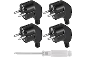 AXFEE Clavija Enchufe Macho, 4 Piezas 250V 16A Enchufe Macho, Enchufe de Seguridad Exterior 16A 250V Encufe, con Destornillador, para Uso en Interiores y Exteriores, Negro