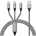 SIZUKA Multi Cavo di Ricarica, 3 in 1 Cavo USB Multiplo Cavetto Micro USB Tipo C Lightning Nylon Intrecciato Cavo di Ricarica