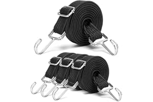 ACONDE 4 Pièces de 2M, Tendeurs Élastiques, Sangle de Serrage Extra Forte, avec Crochet Métallique, pour Vélo, Moto, Porte-Voiture, Camping (Noir)