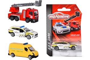 Majorette 212057182007 Norweskie pojazdy ratownicze Norweskie pojazdy ratownicze, dostępne jako wóz strażacki, samochód policyjny Volvo V90 lub karetka pogotowia ratunkowa, 7,5 cm, ab 3 (różne)
