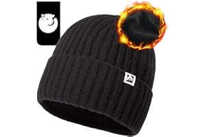 TOP-EX XL/XXL 100% Merinowolle Mütze Wintermuetze Herren Damen Fisherman Beanie Trawler Mütze Strickmuetze Warme Fleece Futter