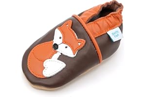Dotty Fish Chaussures pieds nus unisexes en cuir pour bébés et enfants - Antidérapantes, souples, légères et respirantes. Animaux du zoo et de la jungle. Garçons et filles. 0-5 ans. Marque britannique