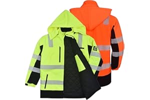 RODOPI Softshell Winter Warnschutzjacke Canada-PRO - Wasserdichte Winter-Arbeitsjacke mit dickem Baumwollfutter - Für Herren & Damen, Gr. S-XXXL - EN ISO 20471:2013, Reflektierende Streifen