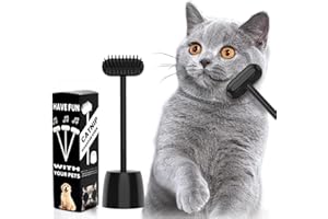 NICEKOOL® Cepillo para gatos y mascotas, peine para debajo del pelo peine para masaje para eliminar el pelaje inferior y enredos pelaje saludable pelo de mascotas limpio divertido palo, Negro