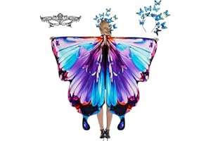 plainshe Butterfly Wings, Fairy Wings for Adults, Butterfly Costume, Halloween Costumes for Women, 3PCS Butterfly Cape Set.
