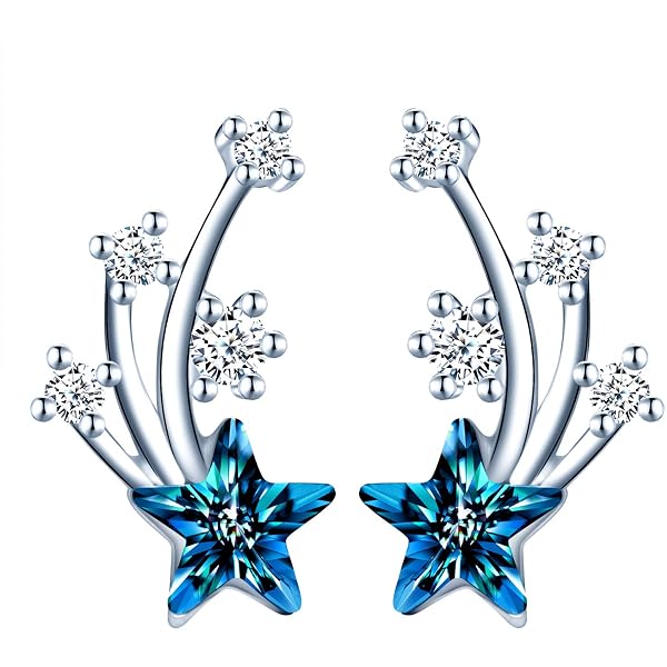 Unendlich U Ohrstecker 925 Sterlingsilber – Mit 3 Sternchen Und Zirkonia – Elegante Damen-Ohrringe, Silber