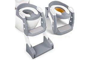 LITTLE DREAMER´S Kinder Toilettensitz mit Treppe - [2IN1] Toilettentrainer & Töpfchen | Toilettenaufsatz für Kleinkind Toilette, Klositz, Kinderklo-Aufsatz, Potty Training Toilet ab 2 Jahre | Little Dreamer's (Grau)